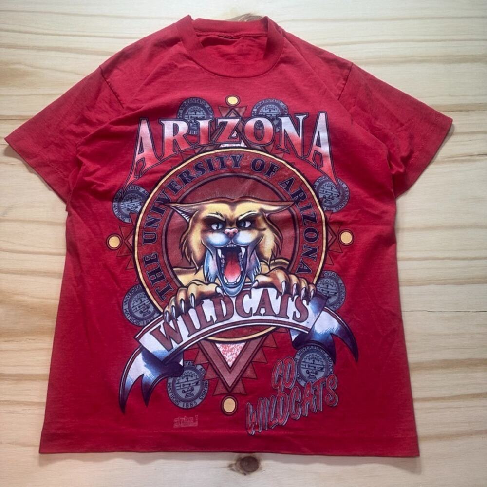VTG 90s University of Arizona Wildcats Red Single Stitch T-Shirt Mens Small READ